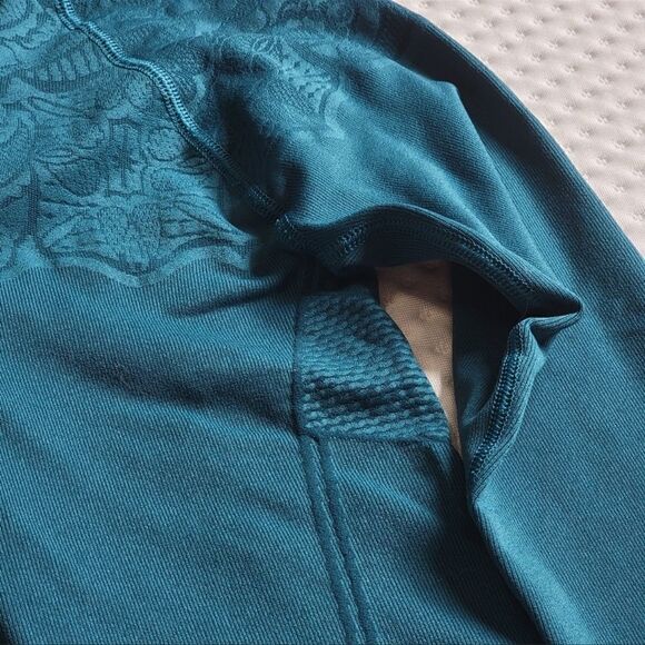 Athleta Twist Half Zip Seamless Teal Top S - Picture 5 of 8